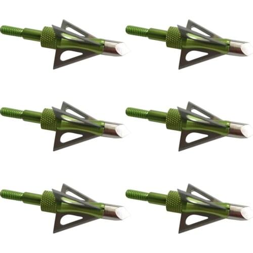 6Pcs Chase Broadheads 100Grain 3 Sharp Blade Stainless Steel Screw on/off Tips for Bow and Arrow