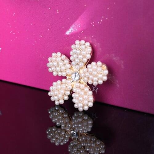 2016New 30pcs 26mm Pearl Flower Rhinestone Button for DIY Hair and Bags Accessories ZJ182