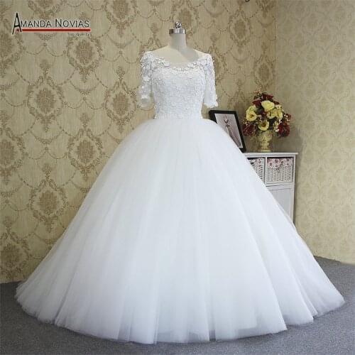 New Arrival Half Sleeve Ball Gown Amanda Novias Wedding Dresses vestido de noiva 2019