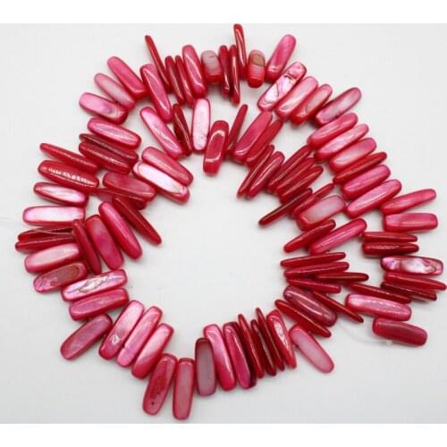 Wholesale Natural Branelli Shell Irregular Stick Shape Gravel 13-15mm red Beads for Jewelry Making DIY Bracelet Necklace 15