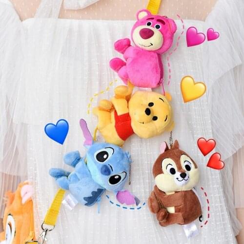 Disney Stitch Pooh Lotso Bear Mickey Anime Plush Coin Purse Cartoon Money Bag Card Key Storage Purses Children Birthday Gifts