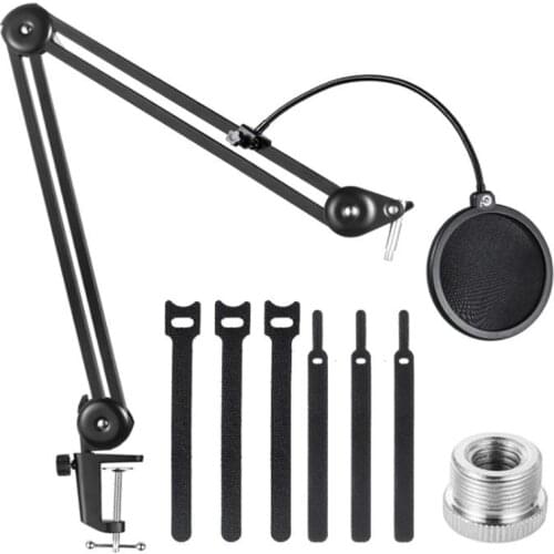 Hot Microphone Stand,Mic Arm Stand Suspension Scissor Boom Stand with Blowout Prevention Net and Cable Ties,for Snowball,Etc