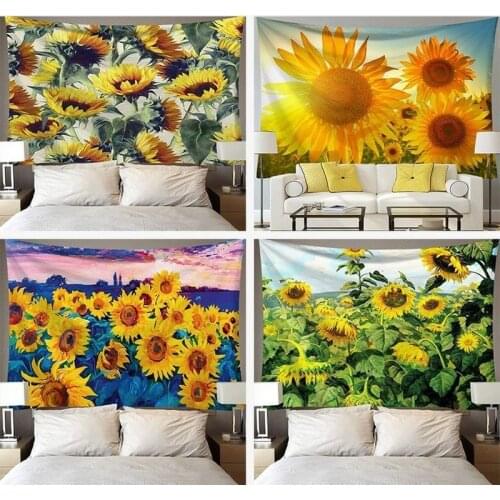 Sunflower ins explosions hanging fabric art wall tapestry home decoration fabric mural large size