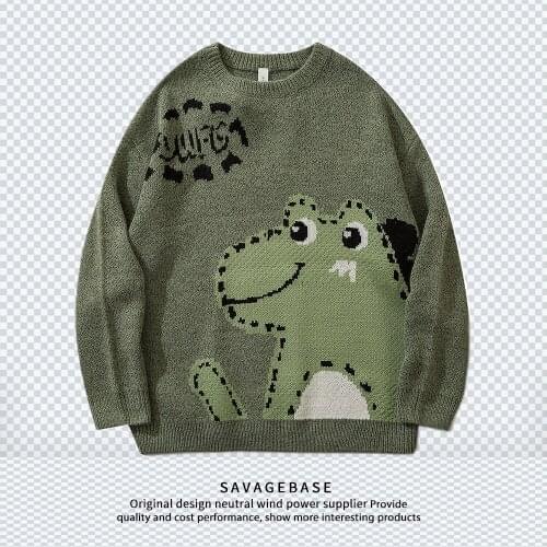 Couple Pullover Sweater Cartoon Bear Pattern Sweater Autumn and Winter New Street Loose Men and Women Sweater Knitted Sweater
