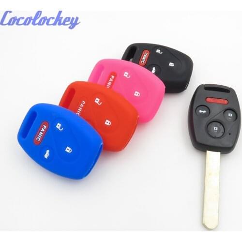 Cocolockey Silicone Key Cover Car Case Protect Skin Set for Honda Accord CRV Civic Pilot Insight Ridgeline 3+1 Buttons Key Fob