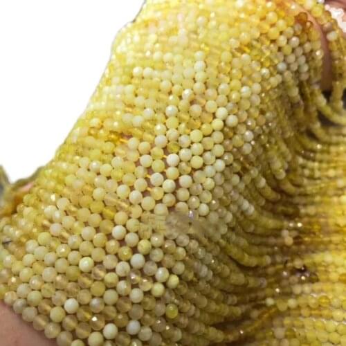 Loose beads ROUND/ROUNDELLE FACETED Gradient Yellow Opal 3-4mm for DIY wholesale 14" FPPJ gemstone