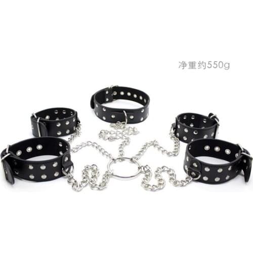 Bound Leather Toys Tied Hands Fun Tied Iron Chains Flirting Sex Toys Iron Chain Bound Neck Braces Handcuffs