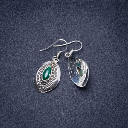 Natural Malachite Handmade Unique 925 Sterling Silver Earrings 1.25" Y0447