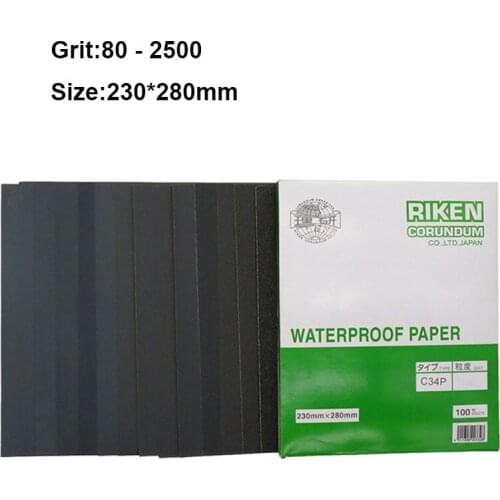 RIKEN CP34Waterproof Sanding Paper Square Sandpaper Sheet 9"X11" Abrasive Tool For Polising Hardware 80 120 150 180-2500 Grit