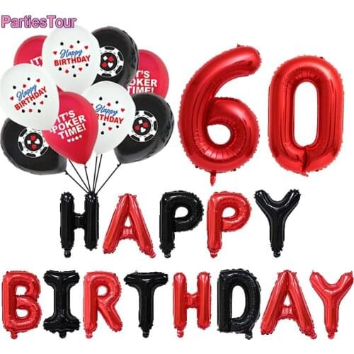 Casino Theme Party Decor Poker Logo Happy Brithday Foil Balloons ITS POKER TIME Ballons Las Vegas Casino Night Party Decortions