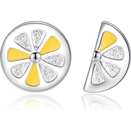 925 Sterling Silver Orange Lemon Stud Earrings For Women Korean Earrings Fashion Jewerly Earrings Aretes De Mujer