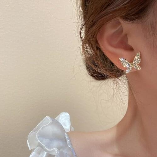 Butterfly Charms Earrings for Women French Forest Fashion Jewelry Clip on Earrings Fairy Temperament Fresh Personality Ear Studs