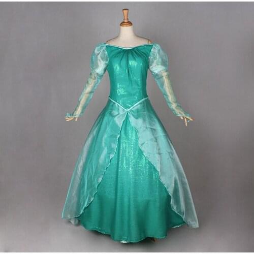 Mermaid Girl Cosplay Princess Ariel Green Dress Costume Fancy Carnival Ball Gown Dresses For Adult Women