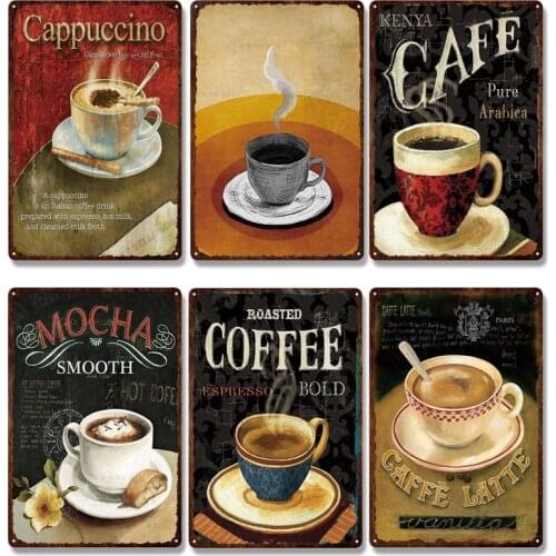 Coffee Tin Sign Vintage Metal Sign Plaque Metal Vintage Wall Decor For Kitchen Coffee Bar Cafe Retro Metal Posters Iron Painting