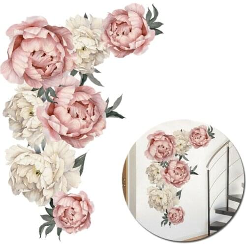 1Pc Pink Peony Flower Blossom Wall Stickers Kids Art Baby Nursery Decor Mural Decal