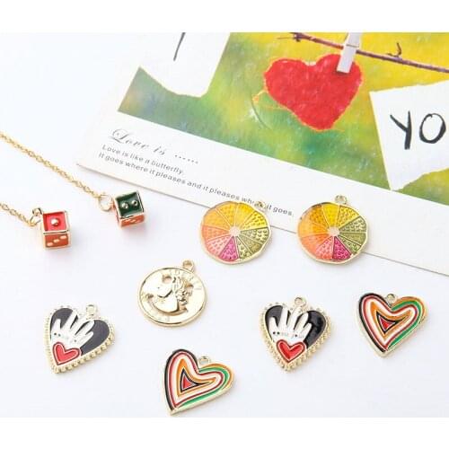 10pcs Summer Cool Watermelon Rainbow Cute Earrings For Women Girls Love Dice Cartoon Fruit Pendant Diy Ear Jewelry Accessories
