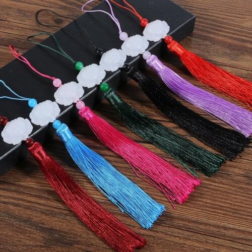 Multi Color 2PCS White Jade Lotus Tassels DIY Jewelry Curtain Garments Decorative Accessories Key Car Bag Pendant Craft Tassels