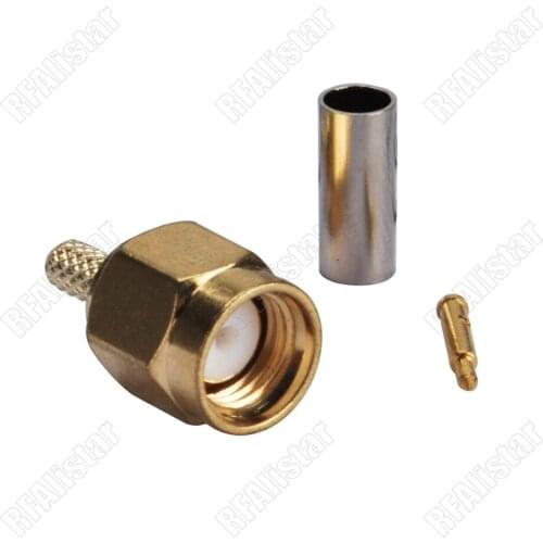 2 Pieces SMA Male Plug Crimp For LMR100 RG316 RG174 Cable Straight RF Connector