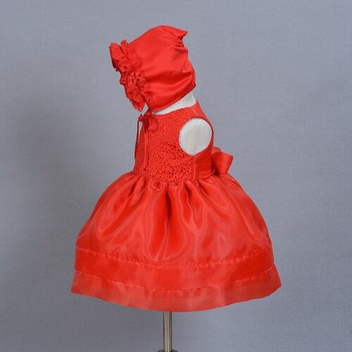 2016 Summer New Baby Girl Baptism Dress With Hat Baptism Costume Lovely Formal Clothes For Party 1 Year Old Baby