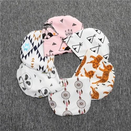 2021 spring and autumn pure cotton baby beanie hat cartoon print newborn hat elastic toddler baby hat girl boy child photo props