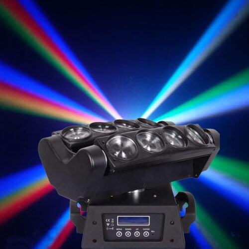 3 Degree Beam Angle Led Stage Lights 8x10W 4IN1 RGBW LED Spider Moving Head Beam Light DMX Led Stage Lighting