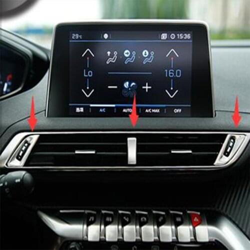 For Peugeot 3008 GT 5008 2017 2018 Stainless steel Car air conditioner Outlet decoration Cover trim Accessories Car Styling 3pcs