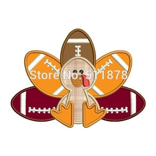 7" Large Turkey Football Player Thanksgiving Applique Embroideried Uniform Cartoon Costume Cosplay Embroidered iron on patch