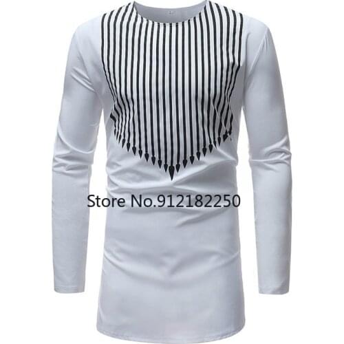 African Clothing Long Sleeve Striped Shirt Men 2021 Brand Slim Fit African Clothes Traditional Dashiki Maxi Man Shirt Camisas