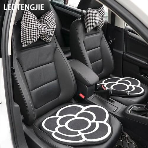 LEDTENGJIE Car Seat Summer Cool Cushion Goddess Wind Net Red High-end Camellia Seat Cover Cotton and Linen Non-slip Four Seasons