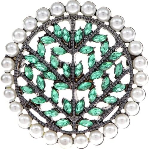 CINDY XIANG 2 Colors Crystal And Pearl Round Brooches for Women And Men Wedding Fashion Flower Brooch Pins Jewelry High Quality