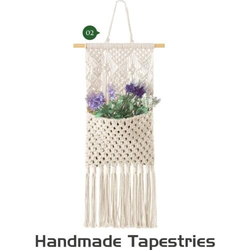 Cotton Tapestry hanging basket Wall Hanging Tapestries Home Decor storage bag artificial flower Plant vase