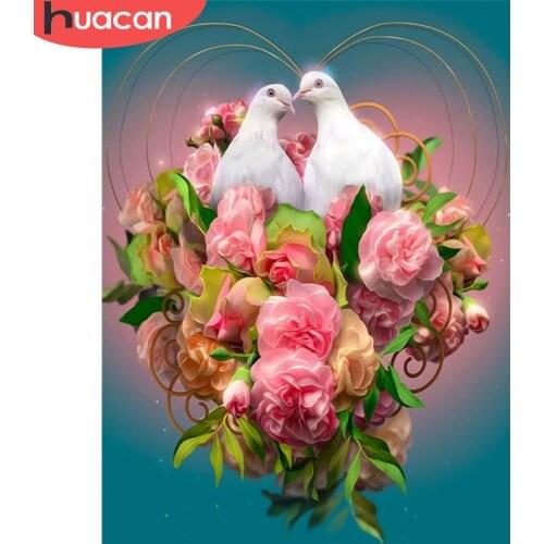 HUACAN Diamond Painting Bird Full Drill Craft Kit 5D DIY Diamond Embroidery Animal Mosaic Flower Needlework Art Decor For Home