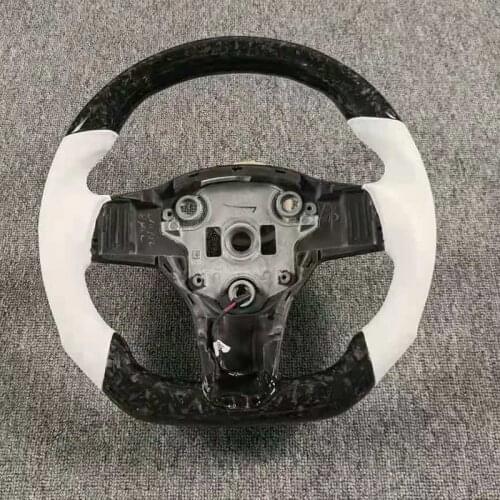 Private Custom Forge Carbon Fiber Steering Wheel Racing Steering Wheel For Tesla Model 3 Model Y 17-21
