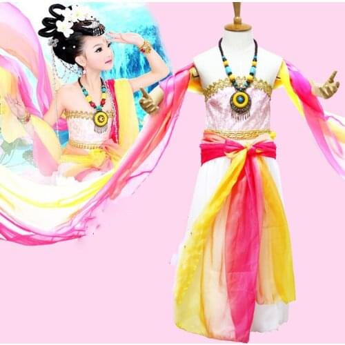 Jie Yu Hua Little Girl Classical Dance Costume Dun Huang Fei Tian Tang Princess Hanfu Childrens Day Stage Performance Cosplay