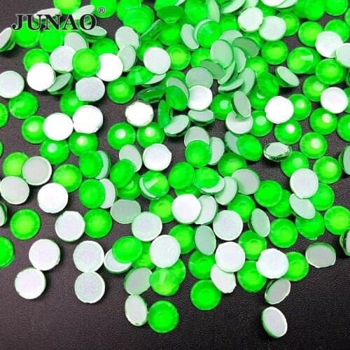 JUNAO SS16 SS20 Neon Green Non Hot Fix Glass Rhinestones Flatback Glass Stones Nail Strass Diamond Nail Art Decorations
