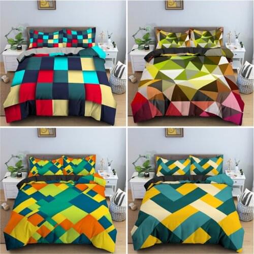 3D Colorful Geometry Bedding Set Bedclothes Bedroom Decor King Queen Twin Size Duvet Cover Set Pillowcase Home Textile 2/3Pcs