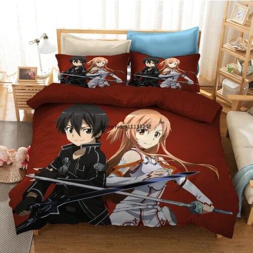 Japan Anime Sword Art Online 3D Printed Bedding Set Duvet Covers Pillowcases Comforter Bedding Set Bedclothes Bed Linen