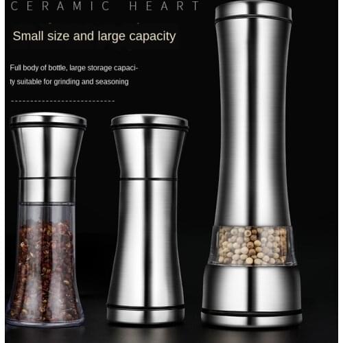 Stainless Steel Pepper Grinder Manual Glass Grinding Black Pepper Powder Pepper and Salt Coffee Seasoning Bottle Spice Jar