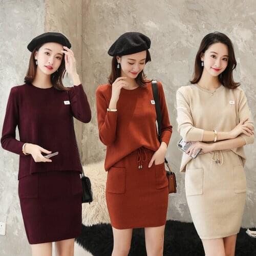 Poncho Time-limited Sweater Women Sweaters Womens Style Spring 2019 New Slim Knitted Dress Leisure Two-piece Sleeve Suit Skirt