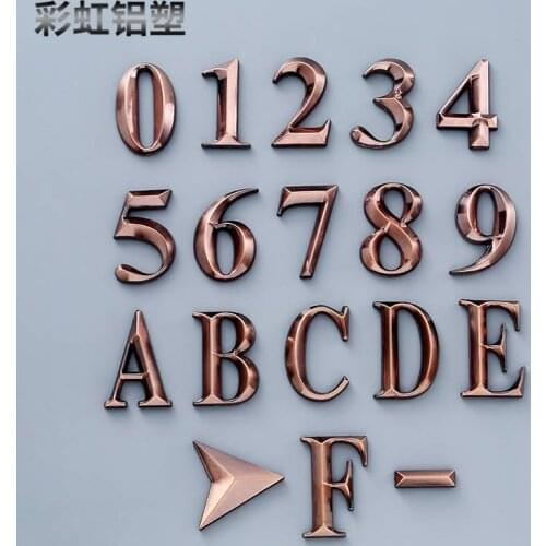 Plastic 5cm self-adhesive Hotel doorplate identification number digital three-dimensional character hotel room electroplating di