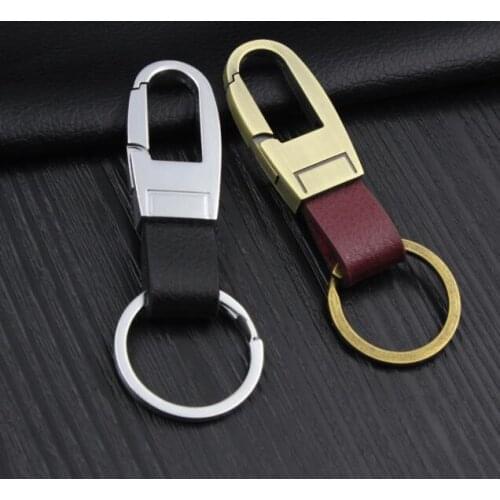 Fathers Gift Keychain Leather Gold Keychain Simple Disc Car Key Keychain Fathers Day Gift