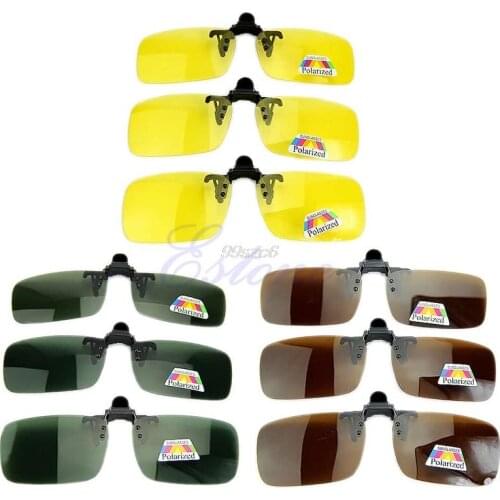 Polarized Day Night Vision Clip-on Flip-up Lens Sunglasses Driving Glasses