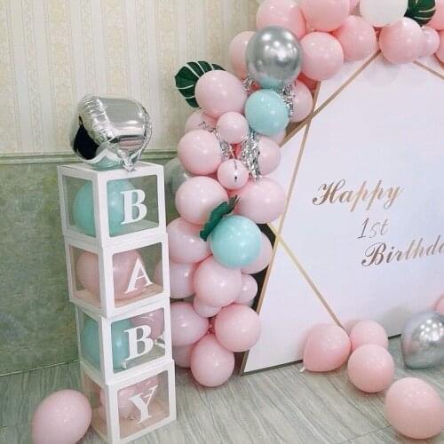 Transparent Box Wedding Decoration Storage Box Baby Shower Boy Girl 1 Year Old Birthday Party Decoration Ornaments Balloon Box