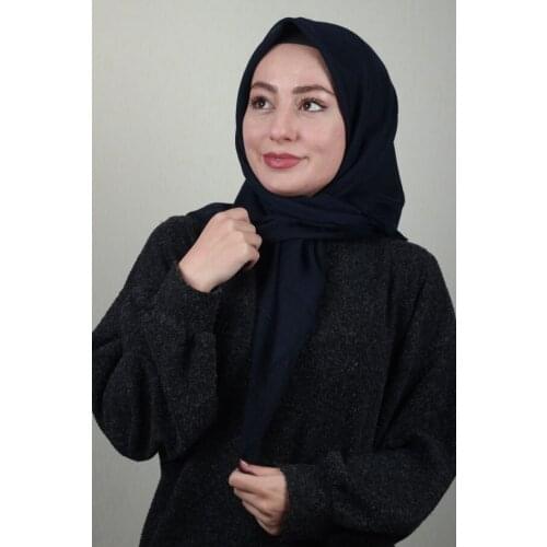 JAWEL SOLID COLOR LINEN FLAMLI SCARF-DESEN-02-K. DARK BLUE