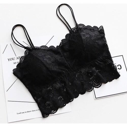 Yasemeen Sexy Push Up Bras Wire Free Lace Straped Brassiere Women Padded Underwear Padded Lace Bras Girls Gather Wrapped Bra