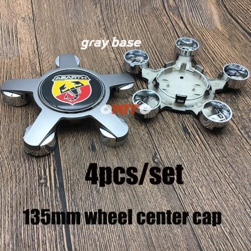 Gray Base Decoration Abarth Sticker 4pc 135mm 5claw Wheel Center Cap Wheel Cap Scorpion For kia benz skoda honda jeep vw
