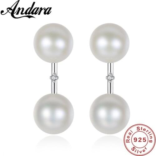 High Quality S925 Sterling Silver Pearl Earrings 7-8mm Natural Freshwater Pearls Hypoallergenic Earrings