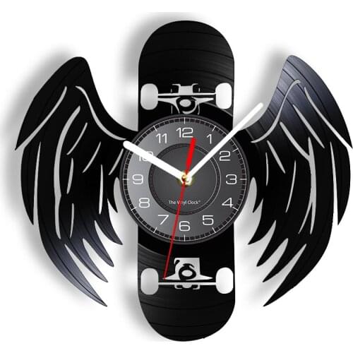 Skateboarding Laser Cut Vinyl Album Handicraft Wall Clock For Boys Teenage Bedroom Skateboarders Home Decor Vinyl Record Clock