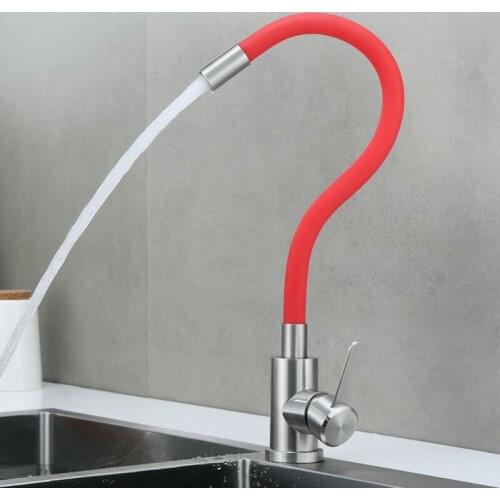 Kitchen Faucet Hot And Cold Water Mixer Tap Silica Gel Nose Any Direction Rotating Multi-color Options Kitchen Basin Sink Faucet