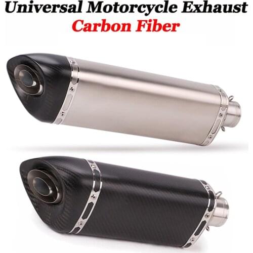Universal 36-51mm Motorcycle Exhaust With Db Killer Sticker Carbon Fiber Muffler For Z900 GSXR1000 SV650 R6 R3 ZX6R ZX10 K7 MT07